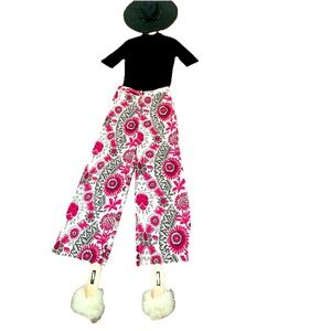 Vintage Floral Wide Leg Trouser Pants